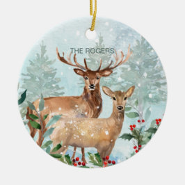 Winterwald, Hirsche, Unsere neue Zuhause Keramik O Keramik Ornament