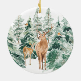 Winterwald Hirsche Weihnachtsfeier Keramik Ornamen Ornament
