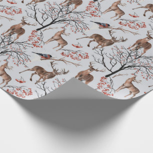 Winterwald Hirschfest Weihnachten Geschenkpapier