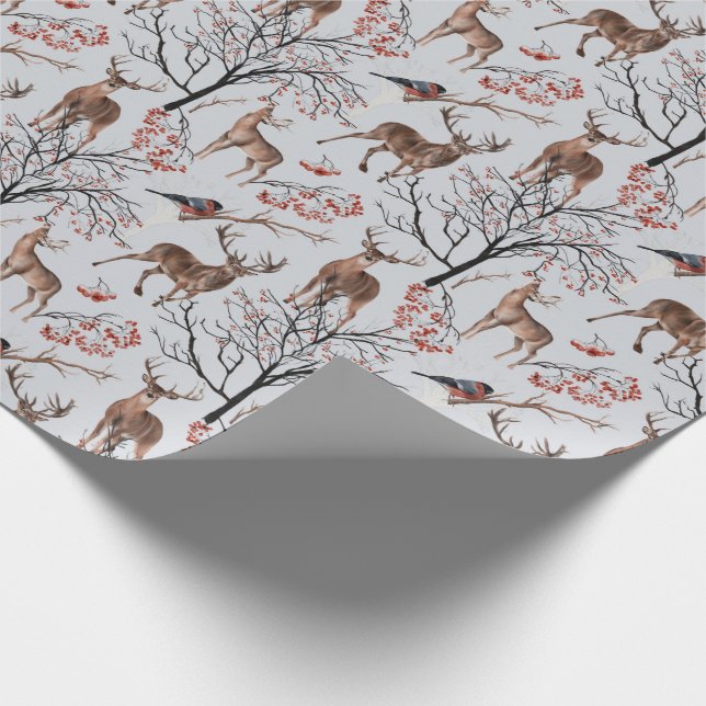 Winterwald Hirschfest Weihnachten Geschenkpapier (Ecke)