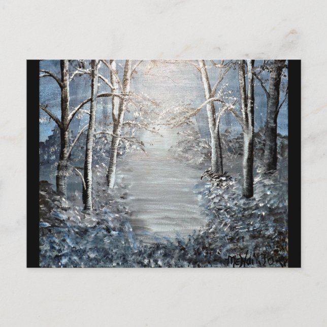 Winterwald in der Abenddämmerung Postkarte (Vorderseite)
