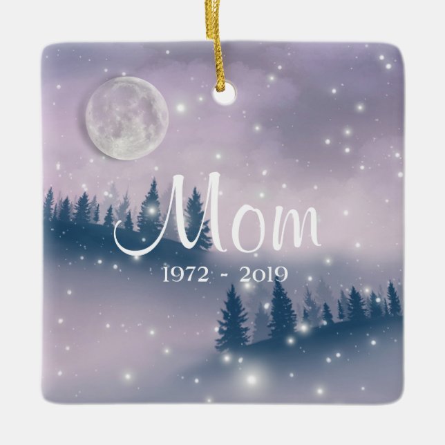 Winterwald in Erinnerung Mama Foto Weihnachten Keramikornament (Vorderseite)