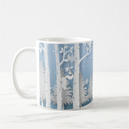 Winterwald mit Eichhörnchen Papercut Kaffeetasse