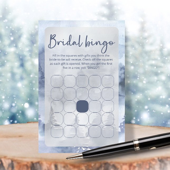 Winterwald Navy Blue Brautparty Bingo (Von Creator hochgeladen)