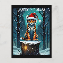 Winterwald Niedlich Baby Tiger Weihnachten