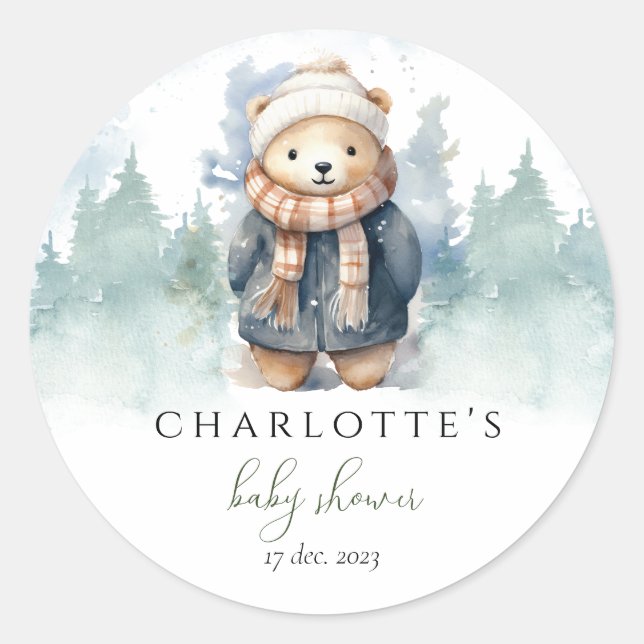 Winterwald Niedlich Bear Baby Shocker Runder Aufkleber (Vorderseite)