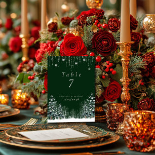 Winterwald Pine Trees Schneeflocken Tischnummer