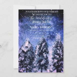 Winterwald Pinienbäume Hochzeit Einladung
