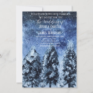 Winterwald Pinienbäume Hochzeit Einladung