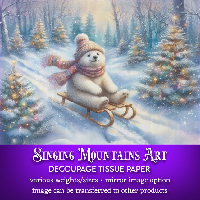 Winterwald Polar Bären Schlittenhandschuh Decoupag Seidenpapier (Von Creator hochgeladen)