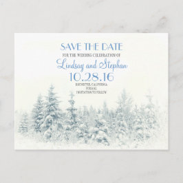 Winterwald romantisch weiß Save the Date Ankündigungspostkarte