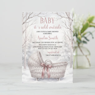 Winterwald Rosa Draußen ist es kalt Baby Shower Einladung