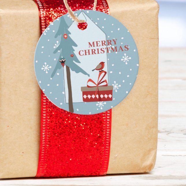 Winterwald rustikaler Baum Frohe Weihnachten Geschenkanhänger (Von Creator hochgeladen)