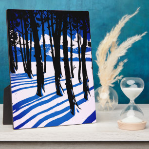 Winterwald Schatten – Blaue Minimale Natur Fotoplatte