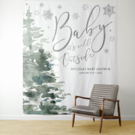Winterwald Silver Baby Es ist kalter Hintergrund Wandteppich