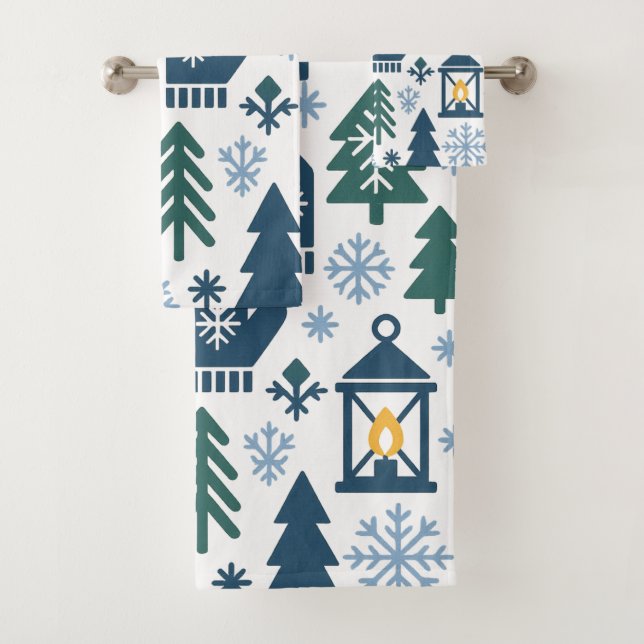 Winterwald Snowflake Muster Badhandtuch Set (Insitu)