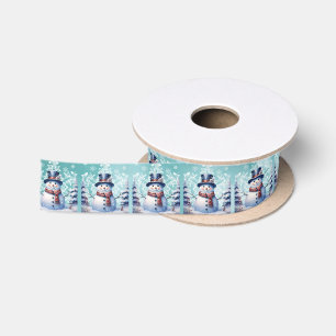 Winterwald Snowman Weihnachten Aquamarin Satinband