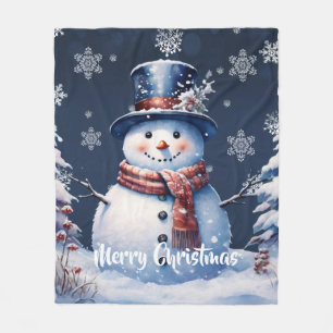 Winterwald Snowman Weihnachten   Blau Fleecedecke