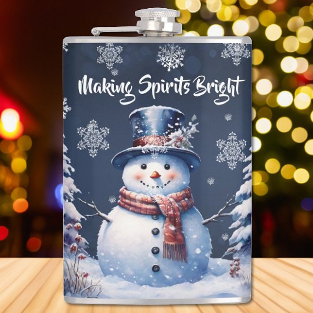 Winterwald Snowman Weihnachten Flachmann (Winter Forest Snowman Christmas Flask)