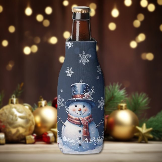 Winterwald Snowman Weihnachten Flaschenkühler (Winter Forest Snowman Christmas Bottle Cooler)