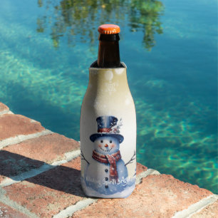 Winterwald Snowman Weihnachten   Gold Flaschenkühler