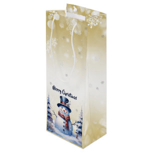 Winterwald Snowman Weihnachten Gold Geschenktüte Für Weinflaschen