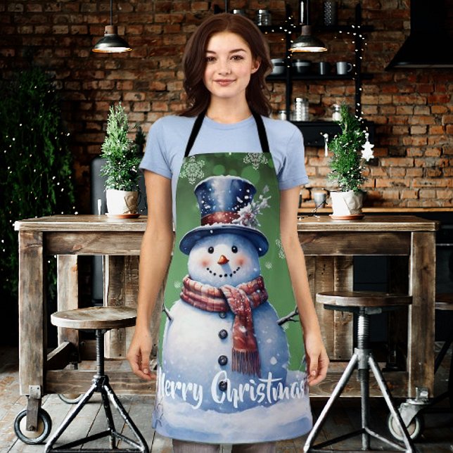 Winterwald Snowman Weihnachten | Green Schürze (Green Winter Forest Snowman Christmas Apron)