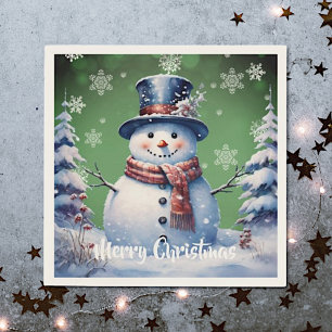 Winterwald Snowman Weihnachten Green Serviette