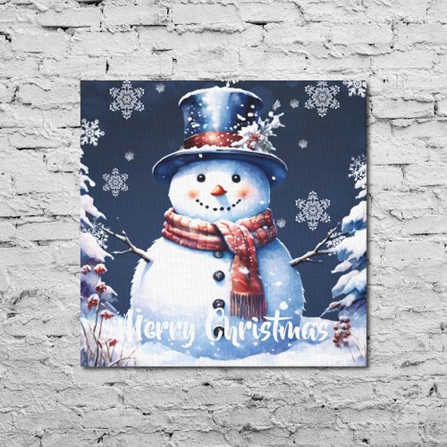 Winterwald Snowman Weihnachten Leinwanddruck (Winter Forest Snowman Christmas Canvas Print)