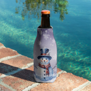 Winterwald Snowman Weihnachten   Lila Flaschenkühler
