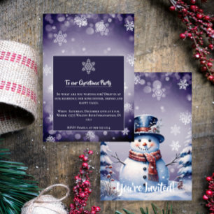 Winterwald Snowman Weihnachten   Lila Party Einladung