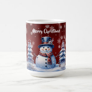 Winterwald Snowman Weihnachten   Rot Kaffeetasse