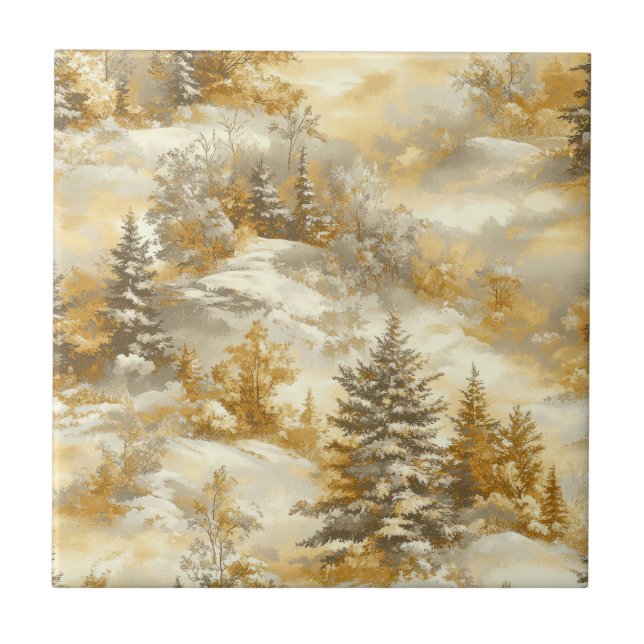 Winterwald Toile de Jouy Muster (1) Fliese (Vorderseite)