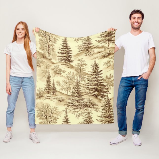 Winterwald Toile de Jouy Muster (2) Fleecedecke (Beispiel)