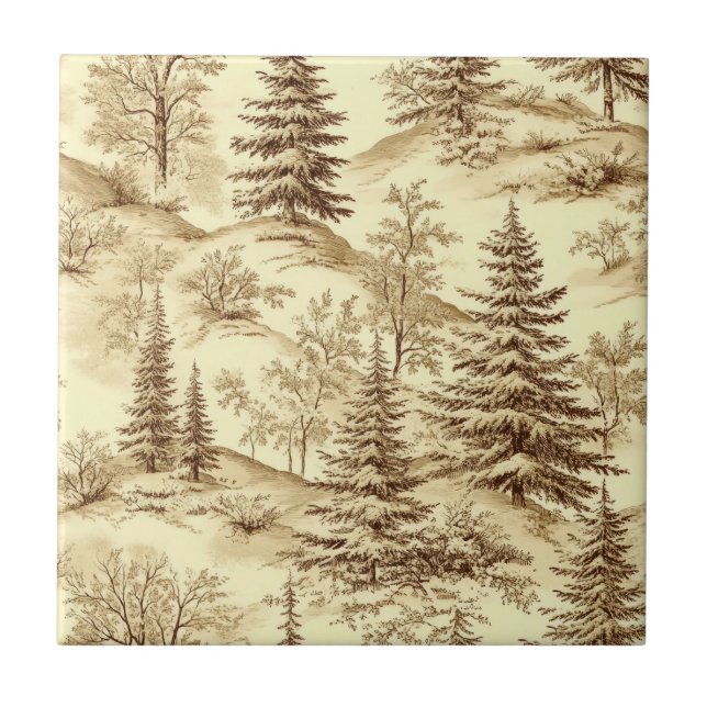 Winterwald Toile de Jouy Muster (2) Fliese (Vorderseite)
