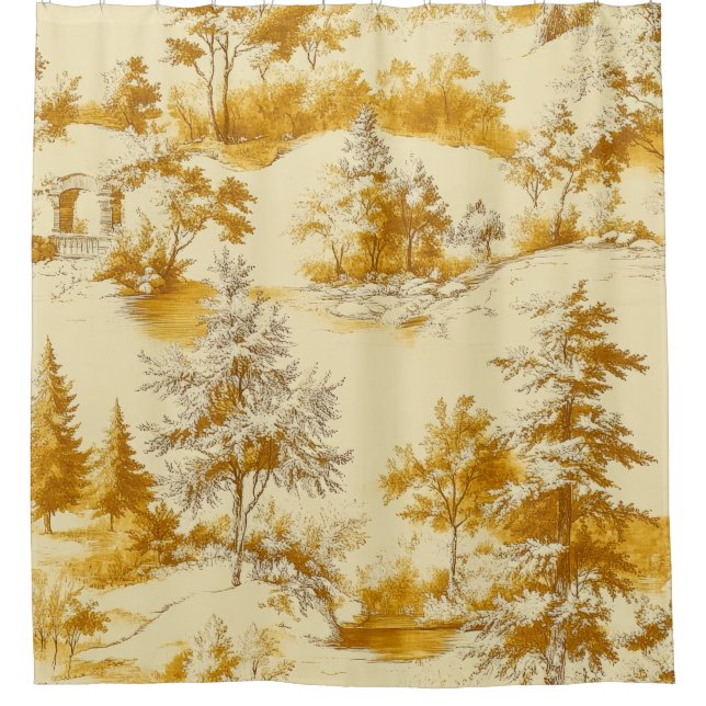 Winterwald Toile de Jouy Muster (3) Duschvorhang (Vorderseite)
