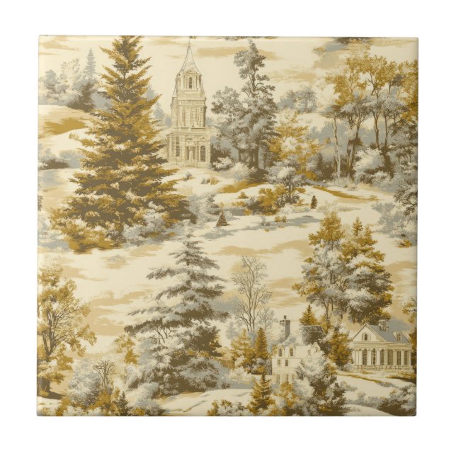 Winterwald Toile de Jouy Muster (4) Fliese (Vorderseite)