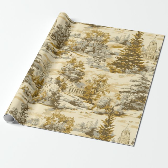 Winterwald Toile de Jouy Muster (4) Geschenkpapier (Ungerollt)