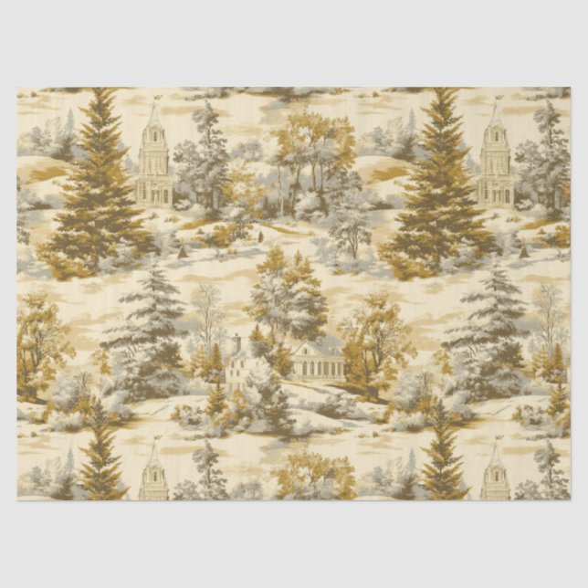 Winterwald Toile de Jouy Muster (4) Seidenpapier (Vorderseite)