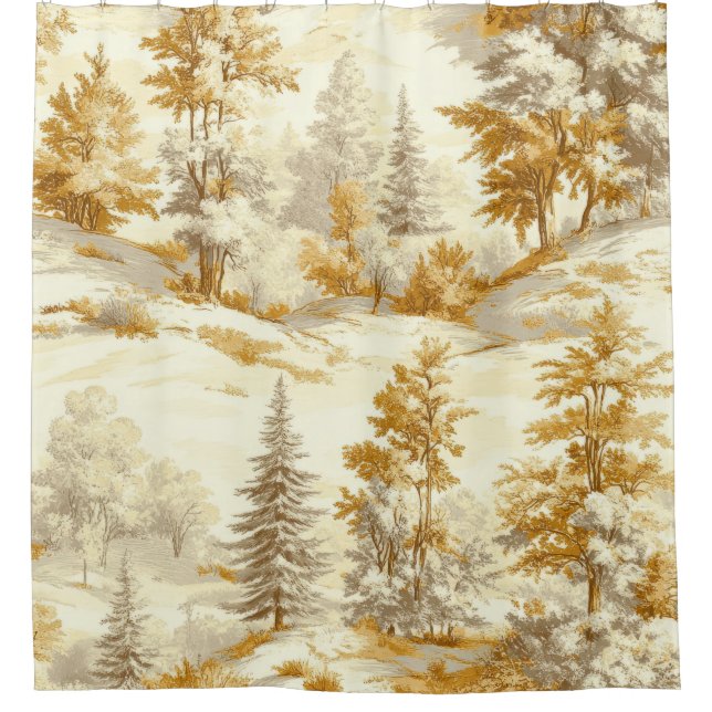 Winterwald Toile de Jouy Muster (6) Duschvorhang (Vorderseite)