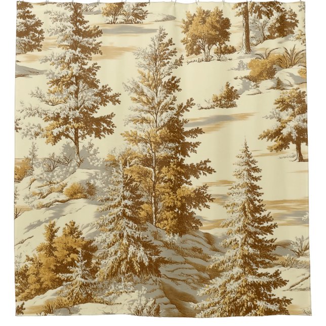 Winterwald Toile de Jouy Muster (7) Duschvorhang (Vorderseite)