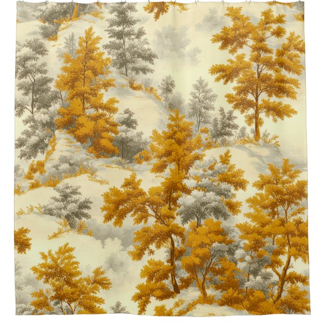 Winterwald Toile de Jouy Muster (8) Duschvorhang (Vorderseite)