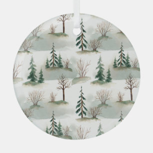 Winterwald: Von Hand Gezeichnet Grüner Weichzeichn Ornament Aus Glas