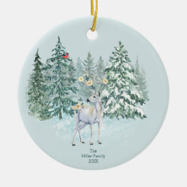 Winterwald-Waldhirsche Keramik Ornament