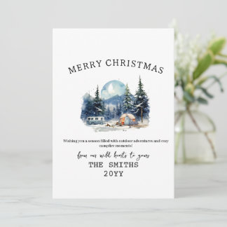 Winterwald Wasserfarbe Camping Weihnachten im Frei
