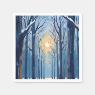 Winterwald Wasserfarben Bäume Serviette