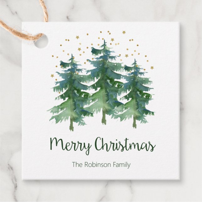 Winterwald Weihnachten Geschenkanhänger (Vorderseite)