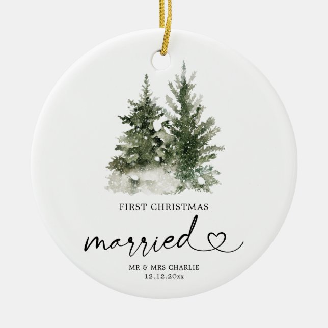Winterwald Weihnachten Verheiratete Ornament Gesch (Vorne)