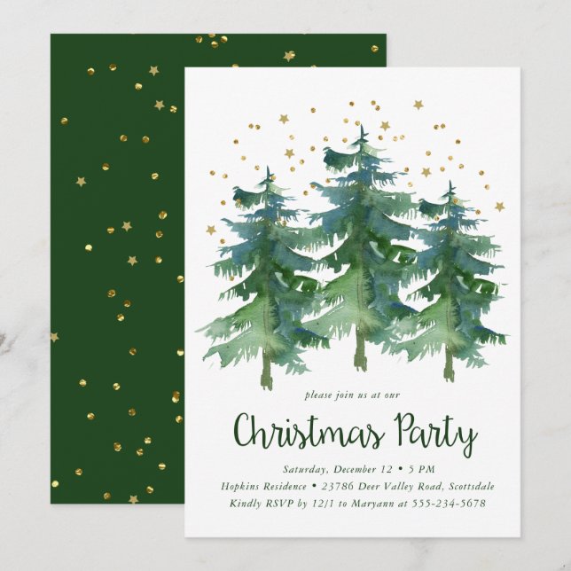 Winterwald Weihnachts-Party Einladung (Vorne/Hinten)