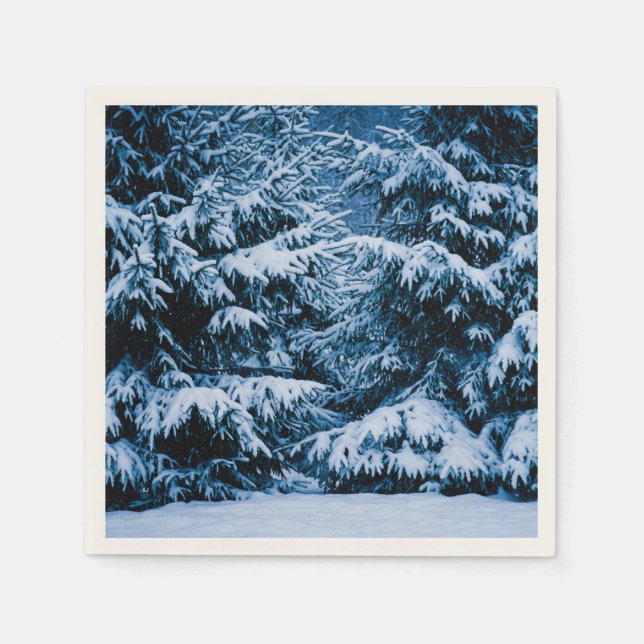 Winterwald Weihnachtsbaum Serviette (Vorderseite)